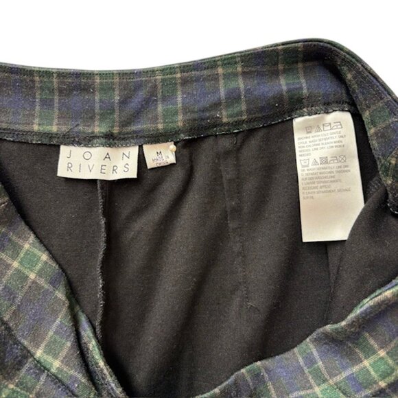QVC Joan Rivers Medium Pull on Pants Blue Green Check - Picture 3 of 12